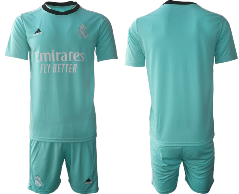 Men 2021-2022 Club Real Madrid second away Light blue blank Soccer Jersey->real madrid jersey->Soccer Club Jersey